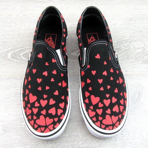 Vans Classic Slip On Hearts Shoes Womens Size 7.5 Black Red NEW - Picture 6 of 13
